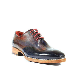 Paul Parkman Handmade Shoes Handmade Mens Shoes Wingtip Goodyear Welted Hand-Painted Multi-Color Oxfords (PM1015)-AmbrogioShoes