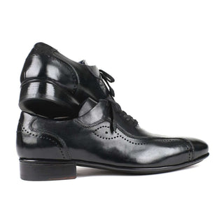 Paul Parkman Handmade Shoes Men's Black Italian Calf-skin Leather Casual Lace-up Oxfords 84654-BLK (PM5901)-AmbrogioShoes