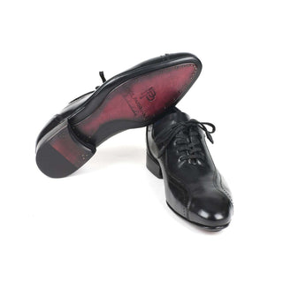 Paul Parkman Handmade Shoes Men's Black Italian Calf-skin Leather Casual Lace-up Oxfords 84654-BLK (PM5901)-AmbrogioShoes