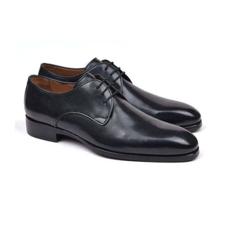 Paul Parkman Handmade Shoes Men's Black Leather Derby Oxfords (PM5509)-AmbrogioShoes