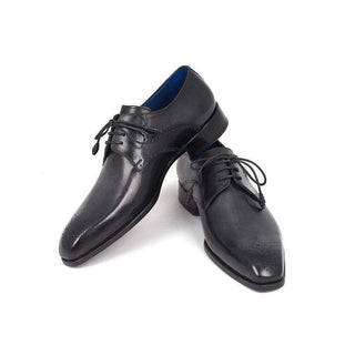 Paul Parkman Handmade Shoes Men's Black Medallion Toe Derby Oxfords (PM5311)-AmbrogioShoes