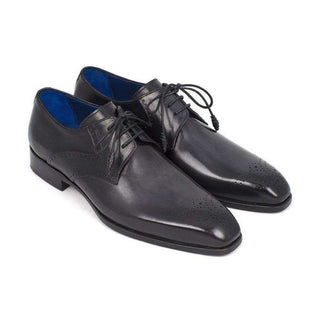 Paul Parkman Handmade Shoes Men's Black Medallion Toe Derby Oxfords (PM5311)-AmbrogioShoes