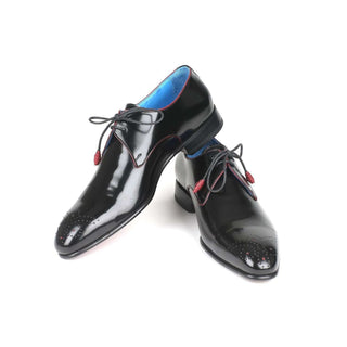 Paul Parkman Handmade Designer Shoes Men's Black Polished Calfskin Oxfords 54RG88 (PM5703)-AmbrogioShoes