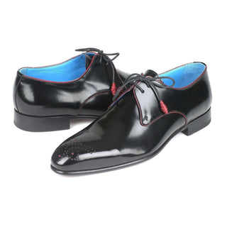 Paul Parkman Handmade Designer Shoes Men's Black Polished Calfskin Oxfords 54RG88 (PM5703)-AmbrogioShoes