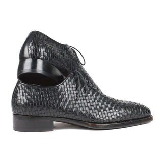 Paul Parkman Handmade Shoes Men's Black Woven Calf-skin Leather Oxfords 044WN86 (PM5910)-AmbrogioShoes
