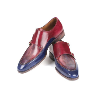 Paul Parkman Handmade Shoes Men's Blue & Bordeaux Calfskin Loafers SW533YR (PM5702)-AmbrogioShoes
