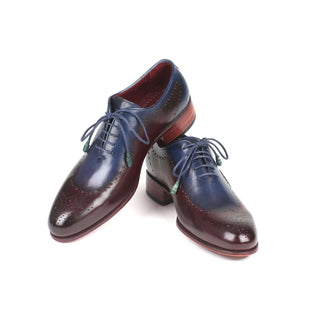 Paul Parkman Handmade Shoes Men's Blue & Bordeaux Opanka Construction Calfskin Oxfords 726-BLU-BRD (PM5713)-AmbrogioShoes