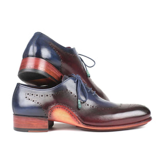 Paul Parkman Handmade Shoes Men's Blue & Bordeaux Opanka Construction Calfskin Oxfords 726-BLU-BRD (PM5713)-AmbrogioShoes