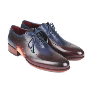 Paul Parkman Handmade Shoes Men's Blue & Bordeaux Opanka Construction Calfskin Oxfords 726-BLU-BRD (PM5713)-AmbrogioShoes