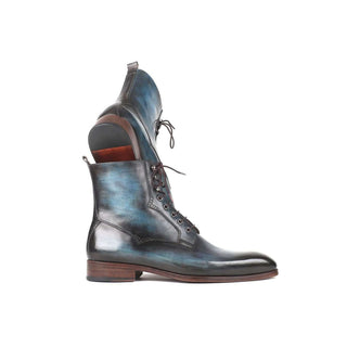 Paul Parkman Handmade Designer Shoes Men's Blue & Brown Calf-skin Leather Boots (PM5652)-AmbrogioShoes