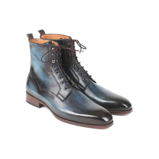 Paul Parkman Handmade Designer Shoes Men's Blue & Brown Calf-skin Leather Boots (PM5652)-AmbrogioShoes