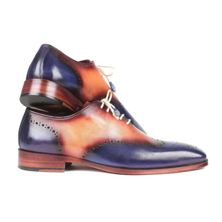 Paul Parkman Handmade Shoes Men's Blue & Camel Wingtip Calfskin Oxfords 097BX11 (PM5707)-AmbrogioShoes