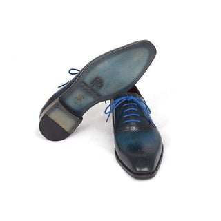 Paul Parkman Handmade Shoes Men's Blue & Navy Medallion Toe Oxfords (PM5408)-AmbrogioShoes