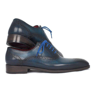 Paul Parkman Handmade Designer Shoes Men's Blue & Navy Medallion Toe Oxfords (PM5408)-AmbrogioShoes