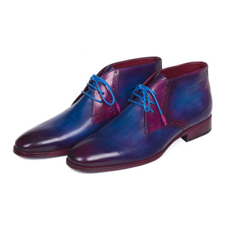 Paul Parkman Handmade Designer Shoes Men's Blue & Purple Chukka Boots (PM5613)-AmbrogioShoes