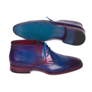 Paul Parkman Handmade Designer Shoes Men's Blue & Purple Chukka Boots (PM5613)-AmbrogioShoes