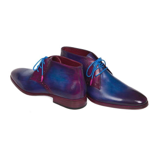 Paul Parkman Handmade Designer Shoes Men's Blue & Purple Chukka Boots (PM5613)-AmbrogioShoes