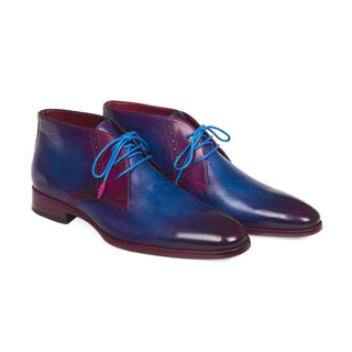 Paul Parkman Handmade Designer Shoes Men's Blue & Purple Chukka Boots (PM5613)-AmbrogioShoes