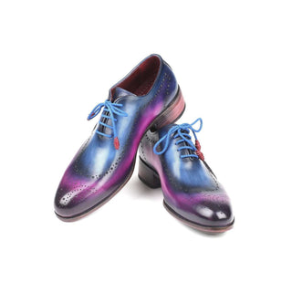 Paul Parkman Handmade Designer Shoes Men's Blue & Purple Opanka Construction Calfskin Oxfords 726-BLU-PUR (PM5715)-AmbrogioShoes