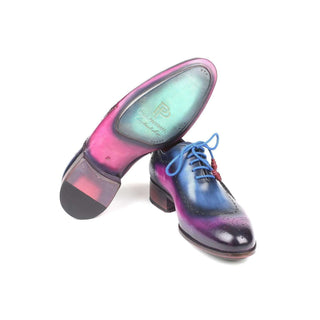 Paul Parkman Handmade Shoes Men's Blue & Purple Opanka Construction Calfskin Oxfords 726-BLU-PUR (PM5715)-AmbrogioShoes