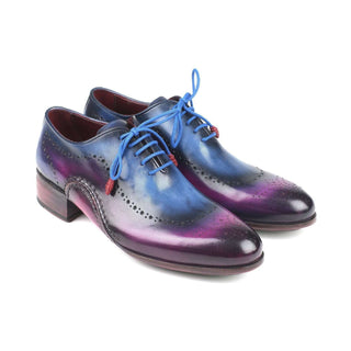 Paul Parkman Handmade Designer Shoes Men's Blue & Purple Opanka Construction Calfskin Oxfords 726-BLU-PUR (PM5715)-AmbrogioShoes