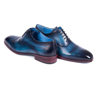 Paul Parkman Handmade Designer Shoes Men's Blue & Turquoise Calfskin Captoe Oxfords (PM5806)-AmbrogioShoes