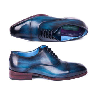 Paul Parkman Handmade Designer Shoes Men's Blue & Turquoise Calfskin Captoe Oxfords (PM5806)-AmbrogioShoes