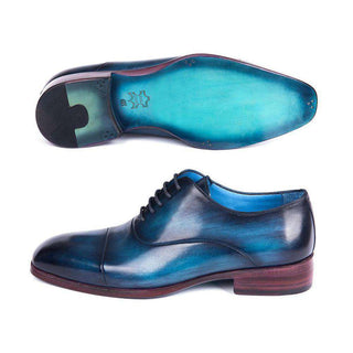 Paul Parkman Handmade Designer Shoes Men's Blue & Turquoise Calfskin Captoe Oxfords (PM5806)-AmbrogioShoes