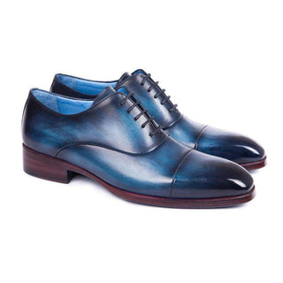 Paul Parkman Handmade Designer Shoes Men's Blue & Turquoise Calfskin Captoe Oxfords (PM5806)-AmbrogioShoes