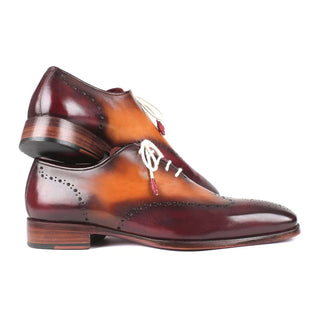 Paul Parkman Handmade Designer Shoes Men's Bordeaux & Camel Wingtip Calfskin Oxfords 097BY30 (PM5709)-AmbrogioShoes