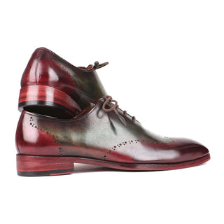 Paul Parkman Handmade Designer Shoes Men's Bordeaux & Green Calf-skin Leather Wingtip Oxfords 097YL63 (PM5902)-AmbrogioShoes