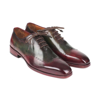 Paul Parkman Handmade Designer Shoes Men's Bordeaux & Green Calf-skin Leather Wingtip Oxfords 097YL63 (PM5902)-AmbrogioShoes