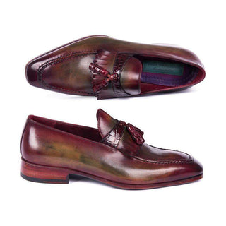 Paul Parkman Handmade Shoes Mens Bordeaux & Green Calfskin & Crocodile Tassel Loafers (PM5807)-AmbrogioShoes