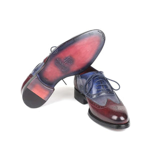 Paul Parkman Handmade Designer Shoes Men's Bordeuax Grey & Blue Calfskin Oxfords BR027GRBL (PM5700)-AmbrogioShoes