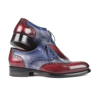 Paul Parkman Handmade Shoes Men's Bordeuax Grey & Blue Calfskin Oxfords BR027GRBL (PM5700)-AmbrogioShoes