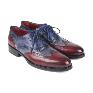 Paul Parkman Handmade Designer Shoes Men's Bordeuax Grey & Blue Calfskin Oxfords BR027GRBL (PM5700)-AmbrogioShoes