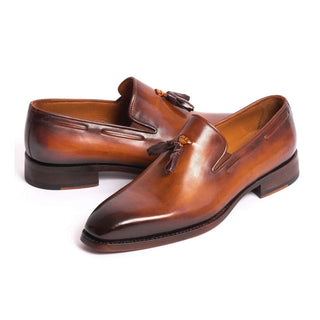 Paul Parkman Handmade Shoes Men's Brown Calf-skin Leather Goodyear Welted Tassel Loafers 51TS-BRW (PM5918)-AmbrogioShoes