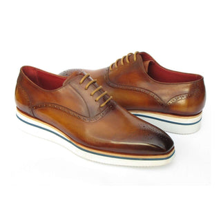 Paul Parkman Handmade Designer Shoes Men's Brown Calf-skin Leather Smart Casual Oxfords 184SNK-BRW (PM5913)-AmbrogioShoes