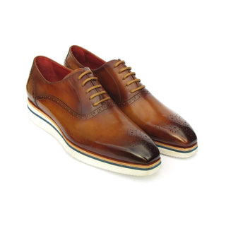 Paul Parkman Handmade Shoes Men's Brown Calf-skin Leather Smart Casual Oxfords 184SNK-BRW (PM5913)-AmbrogioShoes