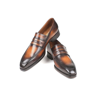 Paul Parkman Handmade Shoes Men's Brown Goodyear Welted Burnished Calfskin Loafers 36LFBRW (PM5712)-AmbrogioShoes