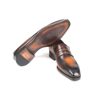 Paul Parkman Handmade Designer Shoes Men's Brown Goodyear Welted Burnished Calfskin Loafers 36LFBRW (PM5712)-AmbrogioShoes