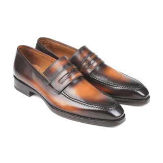 Paul Parkman Handmade Shoes Men's Brown Goodyear Welted Burnished Calfskin Loafers 36LFBRW (PM5712)-AmbrogioShoes
