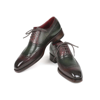 Paul Parkman Handmade Designer Shoes Men's Brown & Green Calfskin Oxfords BW926GR (PM5718)-AmbrogioShoes