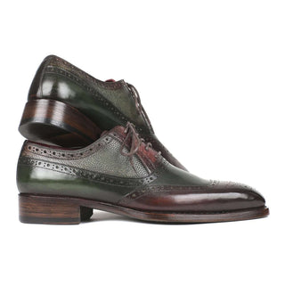 Paul Parkman Handmade Shoes Men's Brown & Green Calfskin Oxfords BW926GR (PM5718)-AmbrogioShoes