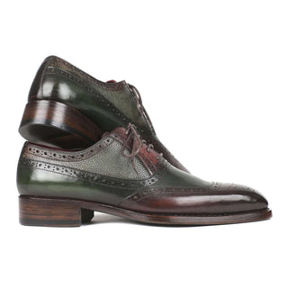 Paul Parkman Handmade Designer Shoes Men's Brown & Green Calfskin Oxfords BW926GR (PM5718)-AmbrogioShoes