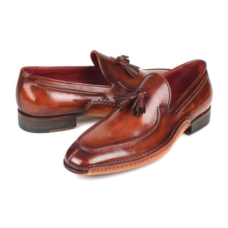 Paul Parkman Handmade Designer Shoes Men's Brown Hand-Sewn Calf-skin Leather Tassel Loafers 082-BRW (PM5909)-AmbrogioShoes