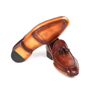 Paul Parkman Handmade Designer Shoes Men's Brown Hand-Sewn Calf-skin Leather Tassel Loafers 082-BRW (PM5909)-AmbrogioShoes