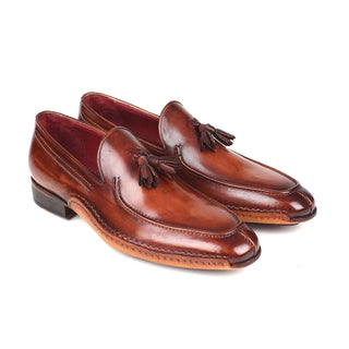 Paul Parkman Handmade Designer Shoes Men's Brown Hand-Sewn Calf-skin Leather Tassel Loafers 082-BRW (PM5909)-AmbrogioShoes