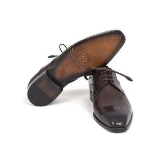 Paul Parkman Handmade Shoes Men's Brown Medallion Toe Derby Oxfords (PM5312)-AmbrogioShoes