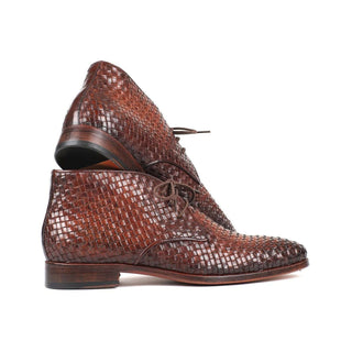 Paul Parkman Handmade Designer Shoes Men's Brown Woven Calf-skin Leather Chukka Boots CK82WVN (PM5920)-AmbrogioShoes